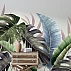 Modern Tropical Leaves Wall Mural – Soft Pastel Botanical Design