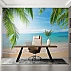 Tropical Palm Beach Wall Mural – Calm Ocean Coastal Design