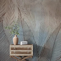 Feather Pattern Wall Mural – Elegant Neutral Leaf Texture Design