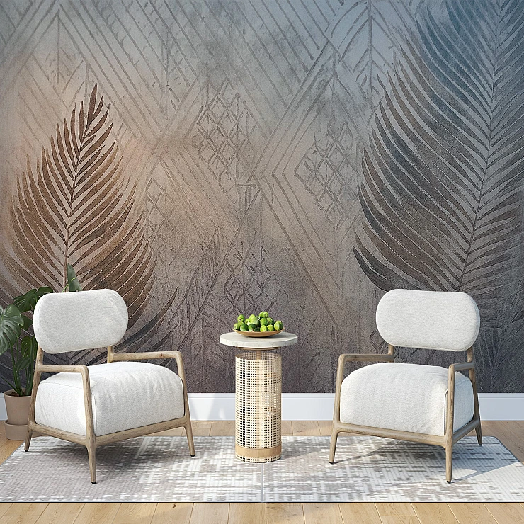 Tropical Leaf Texture Wall Mural – Modern Botanical Relief Design