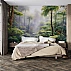 Misty Tropical Jungle Wall Mural – Lush Forest Light Landscape