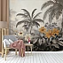 Vintage Tropical Floral Wall Mural – Sepia Jungle Botanical Design Vintage Tropical Floral Wall Mural – Sepia Jungle Botanical Design