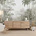Monochrome Tropical Jungle Wall Mural – Elegant Palm Line Art Design