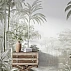 Monochrome Tropical Jungle Wall Mural – Elegant Palm Line Art Design
