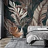 Dark Tropical Leaves Wall Mural – Elegant Brown Botanical Design