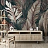 Dark Tropical Leaves Wall Mural – Elegant Brown Botanical Design