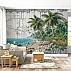 Vintage Coastal Palm Wall Mural – Textured Ocean Landscape Design