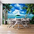 Tropical Beach View Wall Mural – Palm Tree Ocean Paradise Design