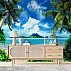 Tropical Beach View Wall Mural – Palm Tree Ocean Paradise Design