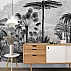 Vintage Palm Jungle Wall Mural – Black White Tropical Line Art Vintage Palm Jungle Wall Mural – Black White Tropical Line Art