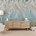 Elegant Palm Leaf Wall Mural – Soft Blue Botanical Relief Design Elegant Palm Leaf Wall Mural – Soft Blue Botanical Relief Design