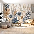 Soft Neutral Floral Wall Mural – Elegant Blue Beige Botanical Design Soft Neutral Floral Wall Mural – Elegant Blue Beige Botanical Design