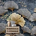 Luxury Ginkgo Leaf Wall Mural – Blue Gold Botanical Design