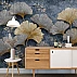 Luxury Ginkgo Leaf Wall Mural – Blue Gold Botanical Design