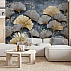 Luxury Ginkgo Leaf Wall Mural – Blue Gold Botanical Design
