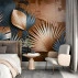 Modern Metallic Palm Leaves Wall Mural – Blue Copper Tropical Design