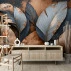 Abstract Metallic Leaves Wall Mural – Modern Blue Copper Botanical Design Abstract Metallic Leaves Wall Mural – Modern Blue Copper Botanical Design