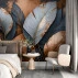 Abstract Metallic Leaves Wall Mural – Modern Blue Copper Botanical Design Abstract Metallic Leaves Wall Mural – Modern Blue Copper Botanical Design