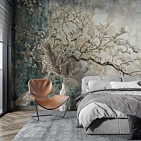 Vintage Blossom Tree Wall Mural – Artistic Nature Landscape Design