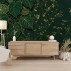 Gold Botanical Leaves Wall Mural – Dark Green Luxury Nature Design