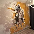 Dynamic Knight on Horse Wall Mural – Bold Yellow Abstract Action Wallpaper
